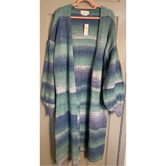Anthropologie Cozy Ombre Stripe Duster Sweater NWT One Size Fits All - Picture 5 of 11
